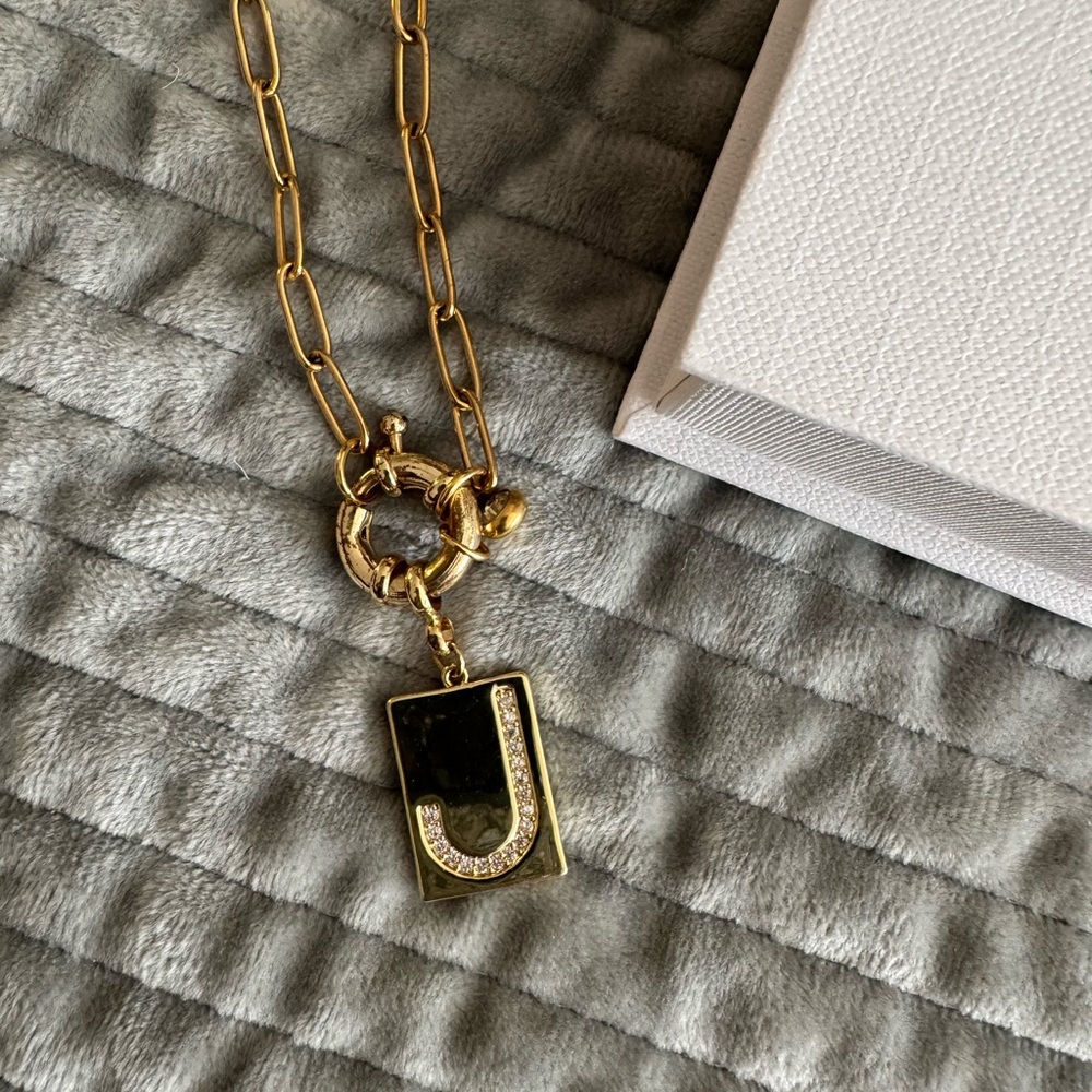 Gold and J Pendant Necklace